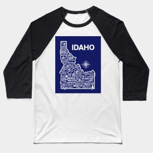 Idaho Map Baseball T-Shirt